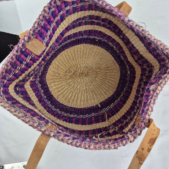 Vintage Handwoven Sisal Tote Market Bag from Kenya - Picture 6 of 16